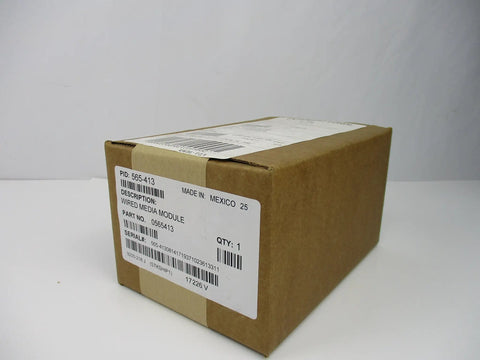 Top Shelf Wired Media Module Card 565-413 For Fire Alarm Control Panels and Commercial Building Safety Systems in brown cardboard packaging.