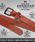 All American Leather Belt For Men Made In USA Heavy Duty Work EDC Belt Veg Tanned Full Grain American Steer Hide with buckle