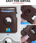 Airtag Wallet For Men With Money Clip And 10 Card Capacity, Slim Metal Case Pop Up Card Holder, shown with AirTag slot.