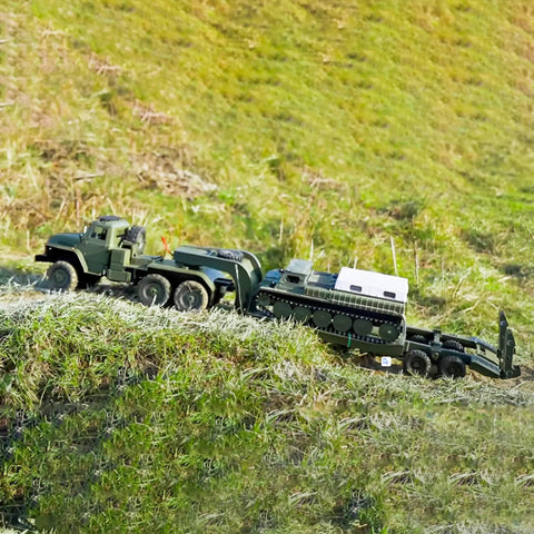 RC military truck with Stainless Steel RC Drive Shaft Kit Front Medium Back Universal CVD Transmission Joint 57mm To 71mm in action