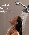 Woman enjoying High Pressure 2 In 1 Shower Head System With Handheld Spray And 5 Foot Hose, PowerPulse Therapeutic Massage