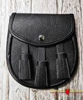 Dope Renaissance Scottish Medieval Faux Leather Sporran Pouch Bag Black With Adjustable Strap For Larp Cosplay Belt Carry