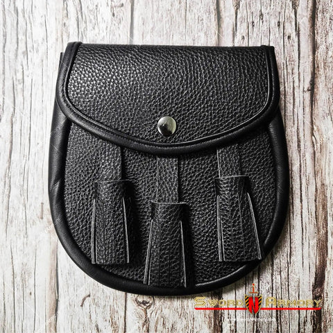 Dope Renaissance Scottish Medieval Faux Leather Sporran Pouch Bag Black With Adjustable Strap For Larp Cosplay Belt Carry