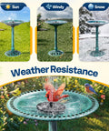 Outdoor Solar Fountain Bird Bath With 20 Inch Bowl In Green Polyresin Pedestal Weatherproof Garden Bird Bath Set Solar Powered Pump