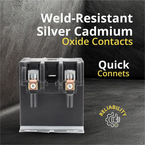 AC Contactor 60 Amp 2 Pole 120V Coil Definite Purpose UL Listed for HVAC Refrigeration with Weld-Resistant Silver Cadmium Contacts