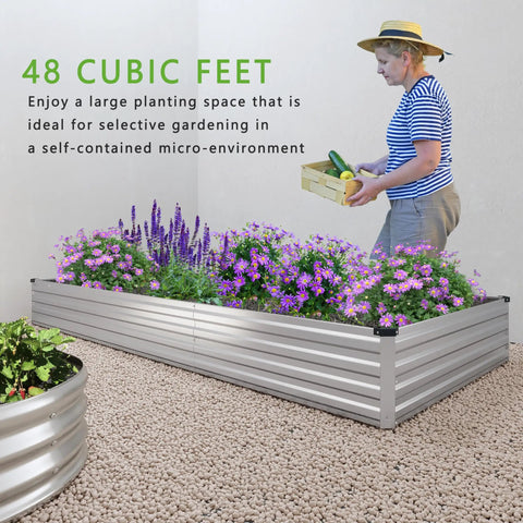 2 Pack Galvanized Raised Garden Bed Kit 12 By 4 By 1 Feet Outdoor Planter for Veggies Flowers Herbs and Fruit