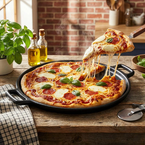 Cast Iron Pizza Pan 14 Inch With Even Heating Rugged Cast Iron Cookware For Crispy Crusts And Evenly Baked Flatbreads Oven Safe