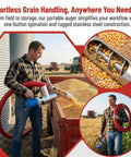 Portable Grain Suction Auger Pump With 276 Inch Screw Conveyor in use for transferring corn into a storage container