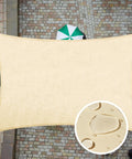 Top view of 7 by 12 feet beige waterproof shade sail for patio garden and carport, showing PU coated fabric with water droplets.