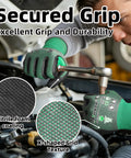 Mechanic wearing Ultra Thin Cut Resistant Work Gloves For Mechanics ANSI A6 AR3908 Skin Friendly UHMWPE No Fiberglass Or Wires using a tool