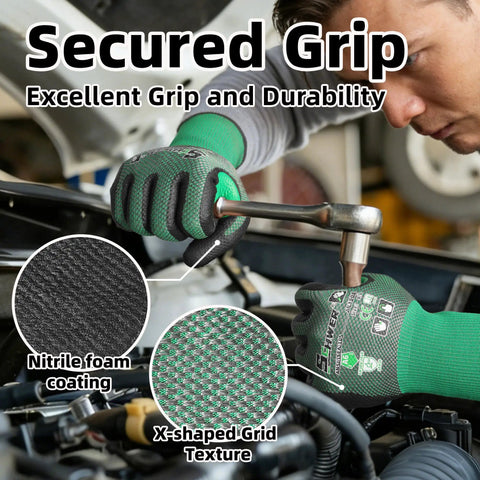 Mechanic wearing Ultra Thin Cut Resistant Work Gloves For Mechanics ANSI A6 AR3908 Skin Friendly UHMWPE No Fiberglass Or Wires using a tool