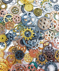 A collection of 300g assorted color antique metal steampunk gears charms pendants for DIY jewelry making and crafting accessories.