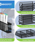4 Tier Paper Organizer With 3 Pocket File Holder Drawer And Pen Holders Desktop Organizer For Office School And Classroom Black