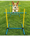 Two Pack Dog Agility Jump Set With Adjustable PVC Hurdles For Small And Medium Dogs Portable Easy To Assemble No Tools Needed Backyard Training