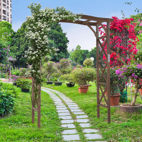 Sturdy 6.6Ft Wooden Garden Arbor Wedding Arch Backdrop Stand for Ceremony Easy Setup Outdoor Decor Trellis for Plant Climbing