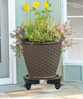 Heavy Duty Plant Caddy With Wheels 440 Lb Capacity Rolling Plant Stand 15-20 Inch Adjustable with flower pot on patio