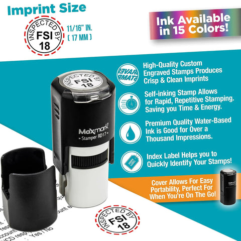 Custom Round Self Inking Stamp With Sleek Pocket Design For Fast Inspections Or Approvals, 5/8 inch size for easy portability.