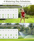 WiFi Sprinkler Timer 3 Zone With Alexa And Google Assistant Compatibility showing watering schedules for yards.