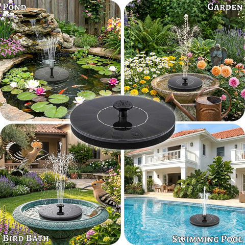 Floating Solar Fountain For Bird Bath And Outdoor Ponds, Sun Powered Water Pump With No Battery Or Wiring in garden and pool settings