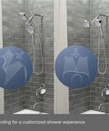 Awaken Two In One Multifunction Shower Kit with Rotating Rail Adjustable Showerhead and Handshower in Polished Chrome