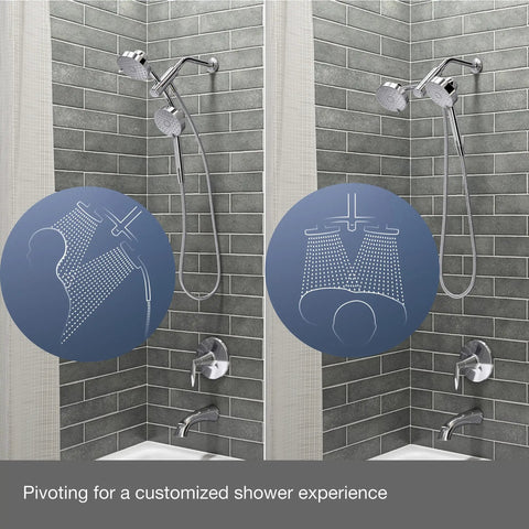 Awaken Two In One Multifunction Shower Kit with Rotating Rail Adjustable Showerhead and Handshower in Polished Chrome