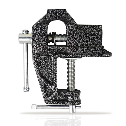 2 In 1 Mini Bench Vise And Hook Sharpener For Diyers, Portable Jeweler Table Clamp, side view showing jaw and screw