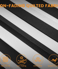 Black and white striped fabric of 12Ft Quilted Double Hammock With Spreader Bars And Detachable Pillow For Two People, Outdoor Patio Poolside