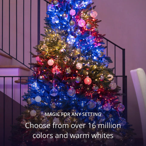 App Controlled 105 Foot Smart String LED Lights With 400 RGB White LEDs, WiFi And Bluetooth Connectivity on Christmas tree