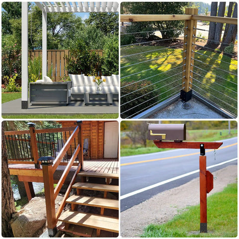Beefy 4x4 Post Bases 10 Pack With 3 Point 6 By 3 Point 6 Inner Size Powder Coated Matte Black Wood Post Brackets in outdoor structures