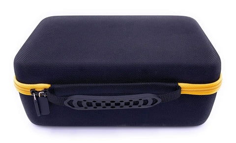 Black Hard Storage Case For Work Sharp Knife And Tool Sharpener Ken Onion Edition shown with rugged EVA shell and yellow zipper