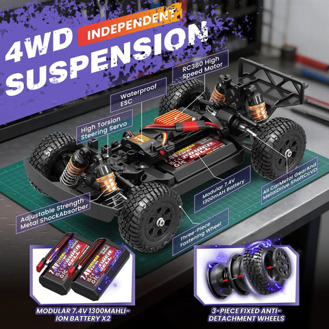Beast 1 To 16 Scale 4x4 Off Road Monster Truck RC Car With Full Metal Drivetrain Waterproof Chassis shown with detailed parts