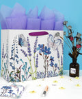 13 Inch Large Purple Gift Bag Set With Lavender Theme 3D Butterfly Accents Greeting Card And Tissue Paper Perfect For Birthday Mothers Day Weddings Valentines Day Or Any Special Occasion