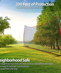 20x10 Ft Sports Net Backstop With 200 Sq Ft Coverage Multi Sport Barrier Netting for golf, set up in a scenic backyard.