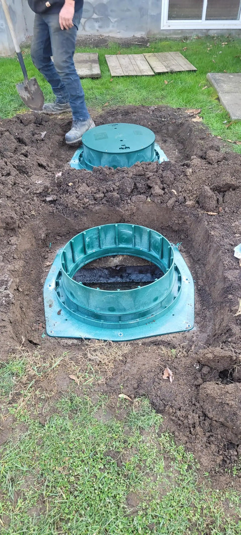 24 Inch By 6 Inch Septic Tank Riser HDPE Construction With Frost Resistant Structural Ribs USA Made Replacement Model 3008 NG installed