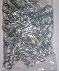 Lot Of 100 Fire Extinguisher Steel Lock Pins And Pull Pins For DIY Fire Extinguisher Servicing By Small Businesses And Maintenance Crews Bulk Pack For Techs And Service Teams in a clear plastic bag
