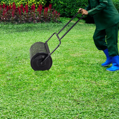 Lawn Roller For Seed And Sod Preparation With 10 Gallon Water Fill Capacity For Even Ground Compaction Pro Grade Steel Drum With Rolled Edges
