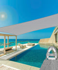 12 X 40 Sun Shade Sail With Wire Cable And A Rings, Rectangle Heavy Duty Canopy Cover over outdoor pool area, light gray