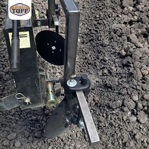 Disc Cultivator Garden Bedder And Hiller For Raised Rows On 3 Point Tractors 43 Inch Working Width in soil close-up view