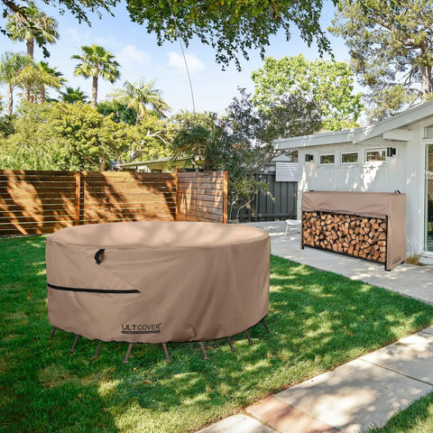 Round Patio Furniture Cover For 76 Inch Table And Chair Set, Waterproof Outdoor Protection in garden setting