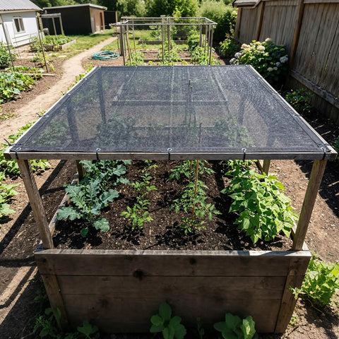 50 Percent Shade Cloth 8 Ft By 16 Ft Sun Shade Netting With Durable HDPE Material And Heavy Duty Grommets Covering Garden Bed
