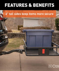 Heavy Duty Cargo Basket Carrier For 2 Inch Receiver Fits Truck And SUV Hitch 60 X 23.5 X 5.5 Inches 500 Lb Capacity With 6 Inch Tall Sides Foldable Shank And Angled Mount For Extra Ground Clearance with 6-inch tall sides