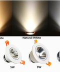 Dimmable 5W LED Downlight Recessed Ceiling Light with COB Warm White 3000K 3500K CRI Over 80 387LM Output display with lighting effects