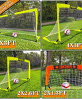 Go To Portable Backyard Soccer Goal Kit With 2 By 2.6 Ft Net, Ball, Pump, Ground Stakes And Carry Bag shown in four sizes