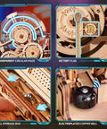 3D Wooden Puzzle Gear Ball Challenge for Adults DIY Marble Run Pinball Machine Model Kit With Six Mechanisms Five Tier Tracks And Real Time Path Adjustments For Thrill Seeking Brain Teasers, wooden maze close-up