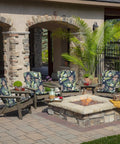 All Weather Outdoor Adirondack Or Rocking Chair Cushion Kit For Porch Lounging In Simone Blue Tropical Seat 20 By 17 Inch And Back 21.5 By 28.5 Inch Rain Proof Fade Resistant PFAS Free C0 Treatment Eco Friendly With Partially Recycled Polyester Fill Fits on patio chairs by firepit