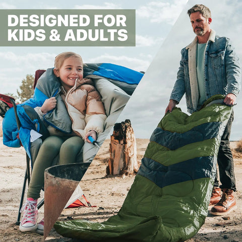 Cozy Plush Comfort Camping Sleeping Bag For Adults And Kids 32F To 65F Lightweight Compact Backpacking Gear Waterproof