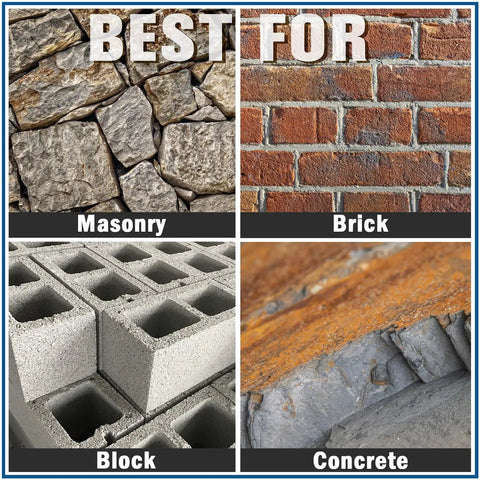 Image showing masonry, brick, block, and concrete surfaces, best for Go To 17 Piece SDS Plus Drill And Chisel Set For Concrete And Masonry.