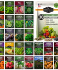 30 Varieties Heirloom Seed Vault Kit For Non GMO Vegetables Herbs And Fruit With 18,500 Plus Seeds packaging front view