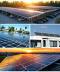 Built Like A Tank Solar Panel MC4 T Branch Connector 1 Male To 6 Female And 1 Female To 6 Male Plug And Play Wiring Harness IP67 Waterproof T Type Combiner 1 Pair with solar arrays at sunset.