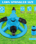 360 Degree Rotating Lawn Sprinkler System With Three Arm Design And Half Inch Connector, ABS Material, 6.1 Inch Diameter